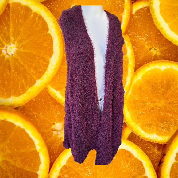 Catherine's Maroon Long Open Front Sweater Size 4X - Picture 5 of 5